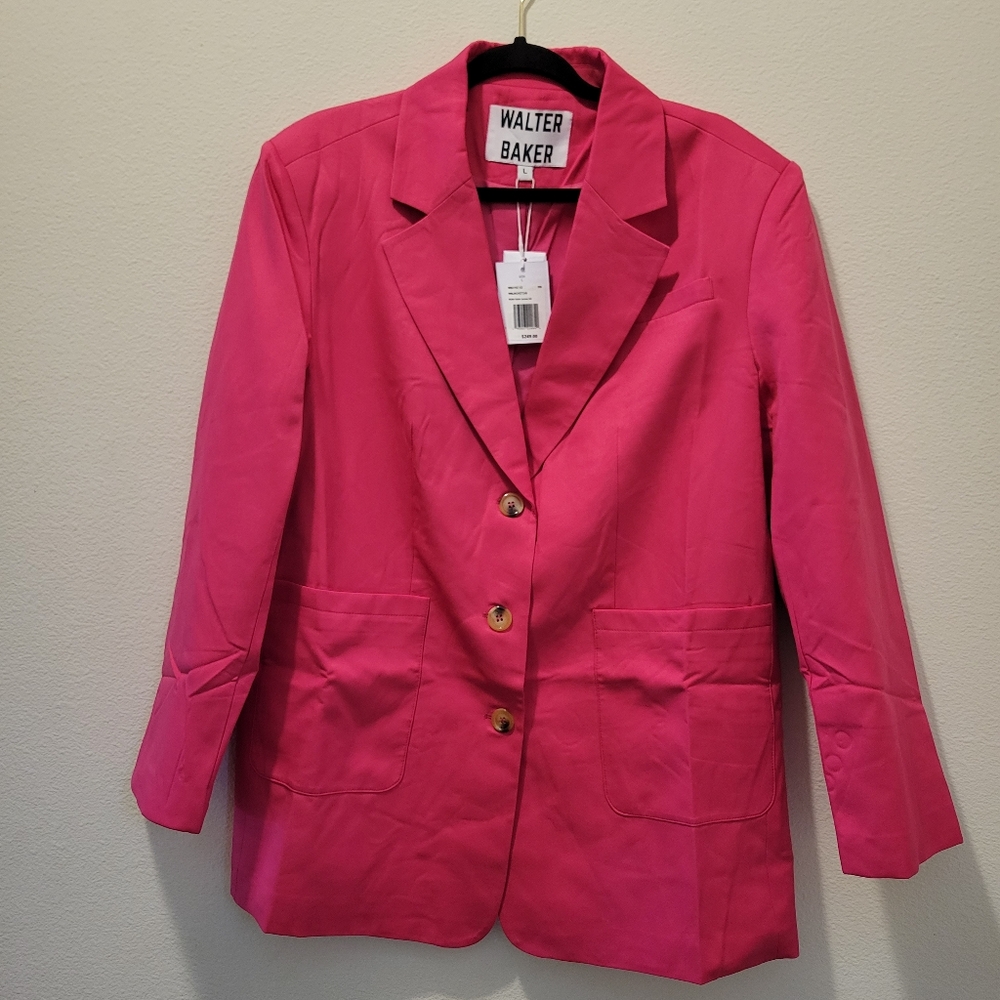 Walter Baker Fuscia Hot Pink Women's Jagger 3 Button Blazer